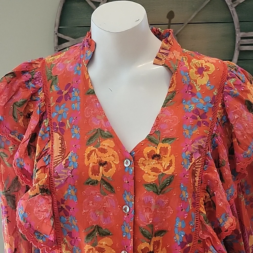 Farm Rio Red Spring Bananas Blouse